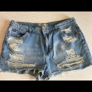 TOPSHOP cut-off denim Mom shorts US SIZE 14